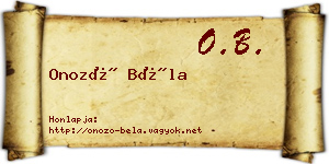 Onozó Béla névjegykártya