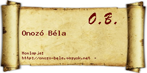Onozó Béla névjegykártya